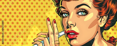 Retro pop art woman applyin...