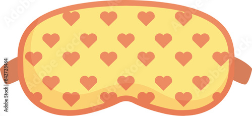 Yellow sleeping mask with cute hearts helping someone to sleep better
