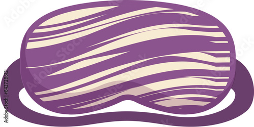 Purple and beige sleep mask is laying flat, helping someone get a better night's sleep