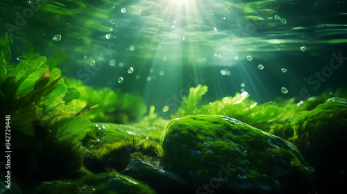 underwater scene with rays of light