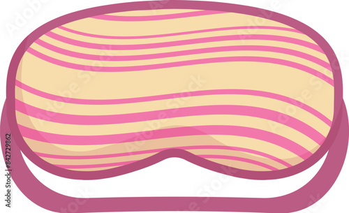 Pink and yellow sleeping mask with a striped pattern, designed to block out light and promote restful sleep