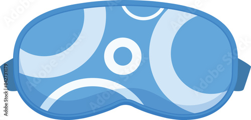Blue sleep mask with circles design promoting a full night of restful sleep