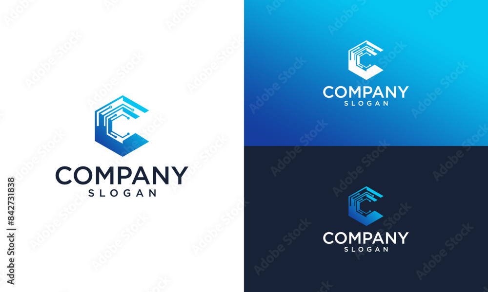 letter c abstract technology logo design vector letter c abstract technology logo design vector