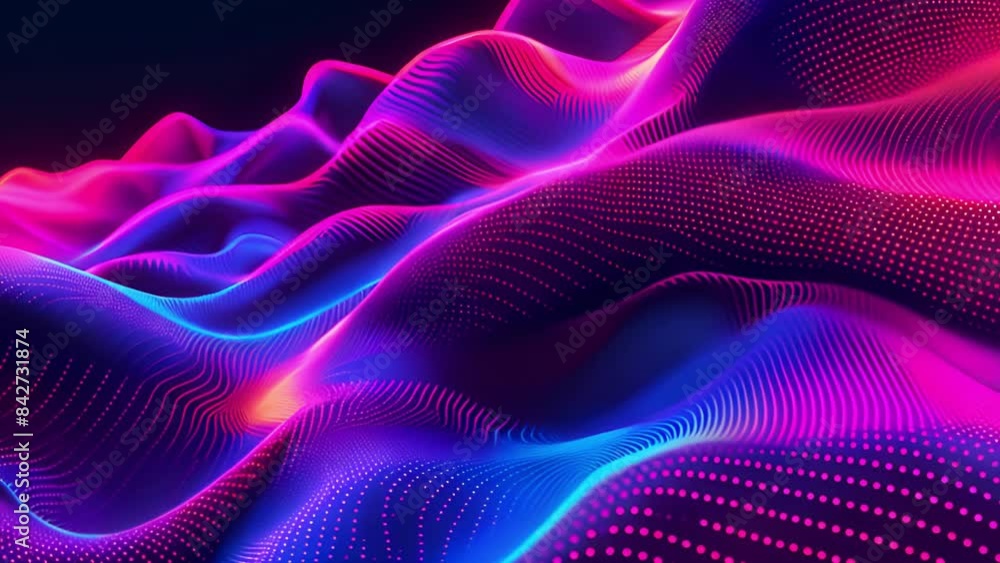 An abstract digital artwork featuring a blue and pink wavy pattern created from glowing particles. An abstract digital artwork featuring a blue and pink wavy pattern created from glowing particles.