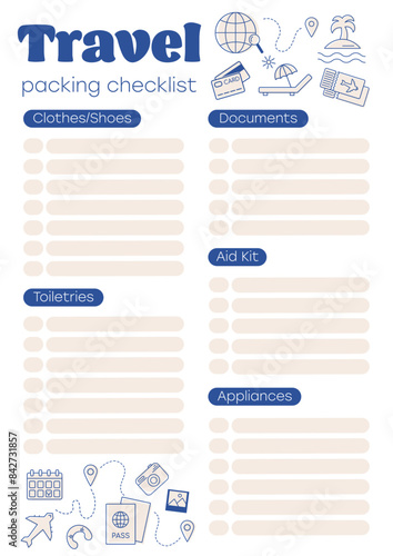 travel, checklist, packing, list, trip, check list, vacation, traveling, planner, organizer, journey, rest, summer, beach vacation, camping, tour, voyage, road trip, to do list, must haves, essentials