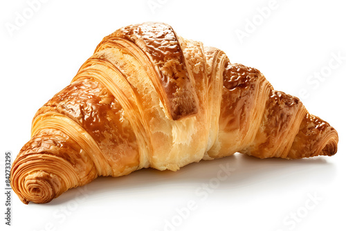 Croissant side view isolated on white background