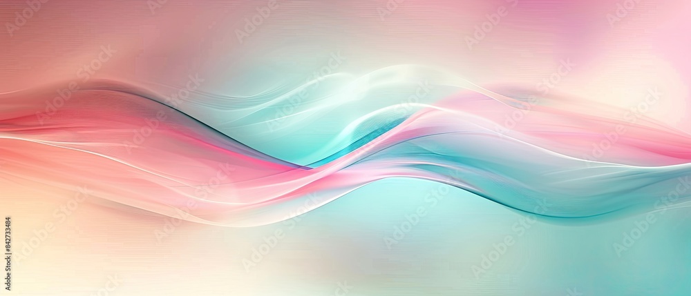 Fototapeta premium Abstract pastel gradient background with flowing waves in soft pink, blue, and cream colors. Ideal for design, backdrop, and creative projects.
