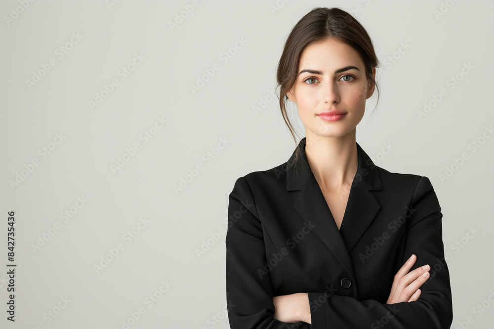 A friendly and professional young businesswoman, radiating confidence and success in her corporate role. A friendly and professional young businesswoman, radiating confidence and success in her corporate role.