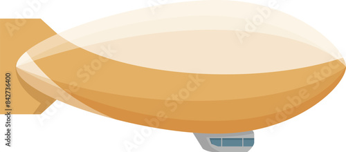 Large yellow airship flying in the sky with a gondola for passengers