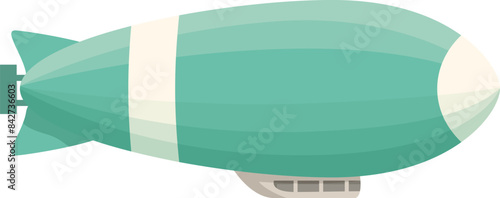 Large green and white blimp is soaring through the sky on a beautiful day
