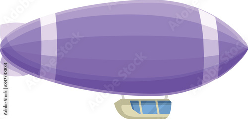 Big purple zeppelin dirigible flying in the sky for advertising