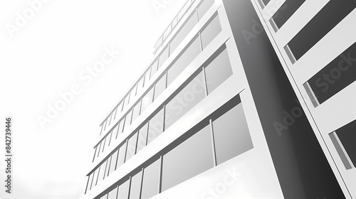 Low angle,Modern Architecture 3D illustration. Architecture building construction perspective paper cut style, underside view urban building abstract background