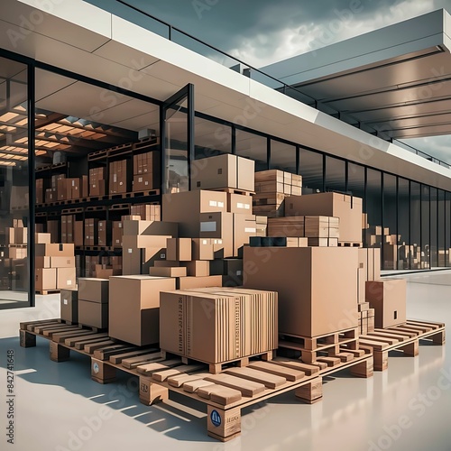 Set of wooden pallet for warehouse - 1