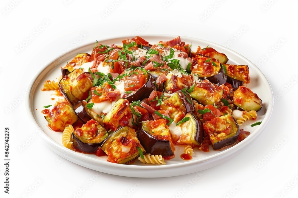 Baked Eggplant and Pancetta Pasta with Fresh Basil Baked Eggplant and Pancetta Pasta with Fresh Basil