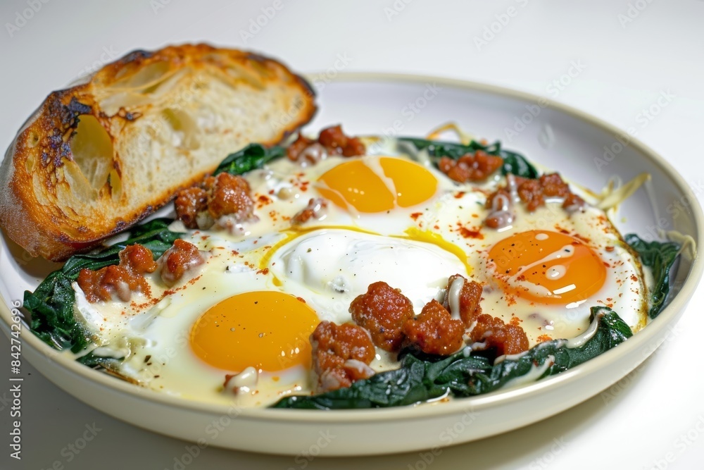 Baked Eggs with Chorizo and Spinach Breakfast Baked Eggs with Chorizo and Spinach Breakfast