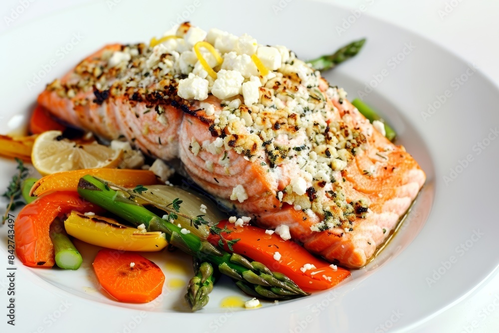 Exquisite Baked Salmon with Golden Feta Crust and Lemon Zest Exquisite Baked Salmon with Golden Feta Crust and Lemon Zest