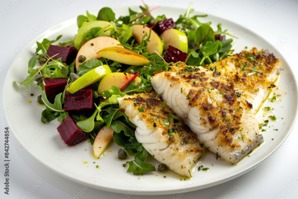 Lemon-infused fish with a delightful apple-beet salad Lemon-infused fish with a delightful apple-beet salad