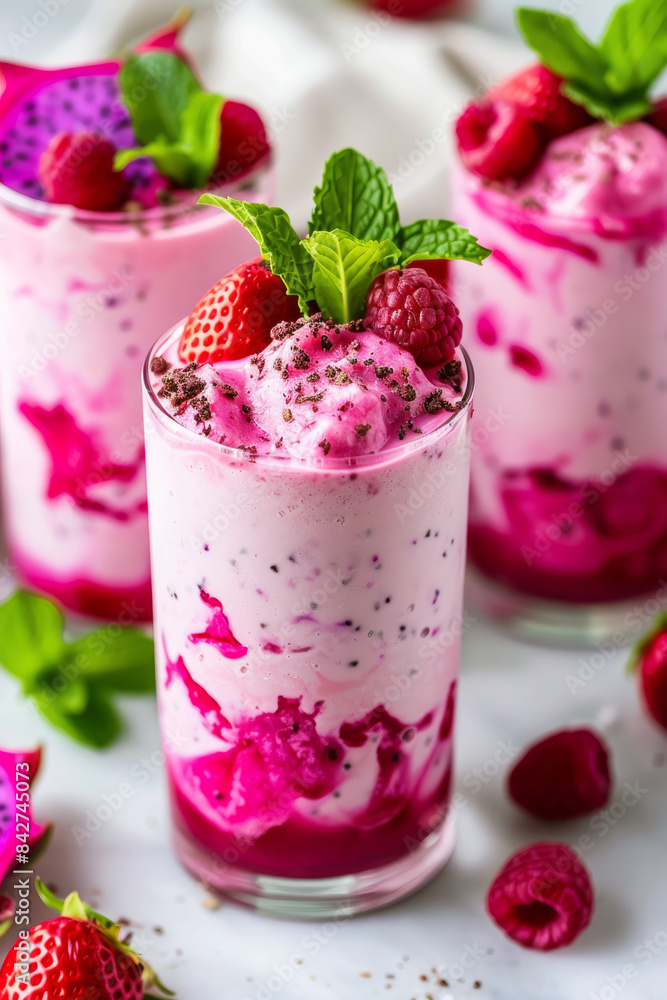 Refreshing Pink Cocktail with Berries and Mint for Summer Parties and Celebrations Refreshing Pink Cocktail with Berries and Mint for Summer Parties and Celebrations