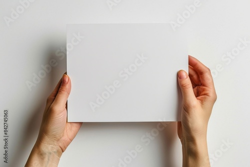 Wallpaper Mural Blank paper mockup on hand created with generative AI Torontodigital.ca