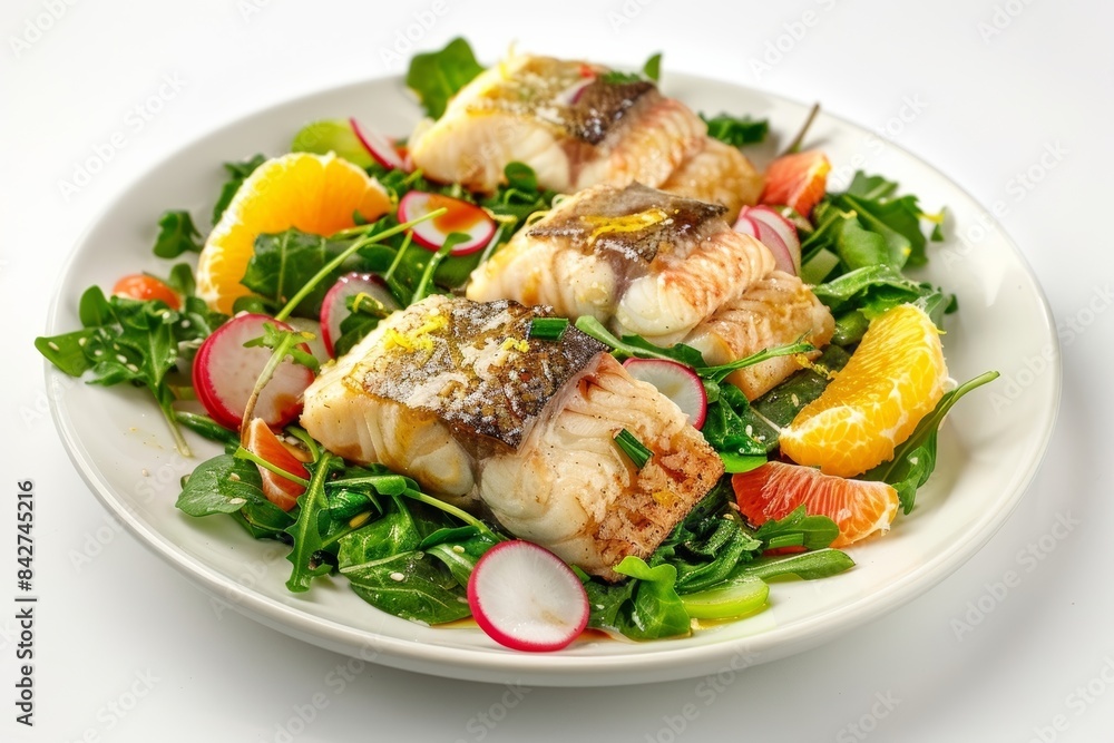Artfully Arranged Baked Sablefish with Citrus and Radish Artfully Arranged Baked Sablefish with Citrus and Radish