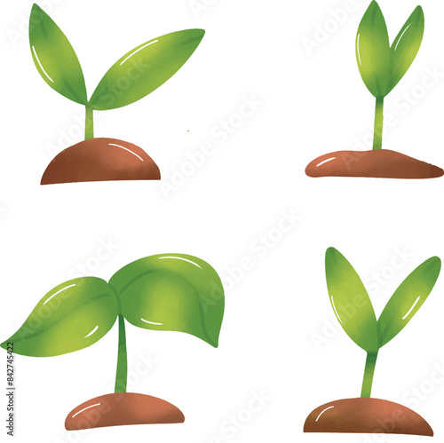 Hand drawn set of sprout. Sprout free vector art. 