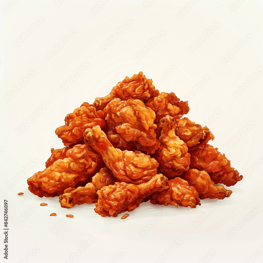 Fried Chicken With Isolated Decoration, Generative AI. Fried Chicken With Isolated Decoration, Generative AI.