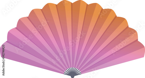 Traditional japanese fan displaying a gradient of pink and orange, adding a touch of elegance to any design