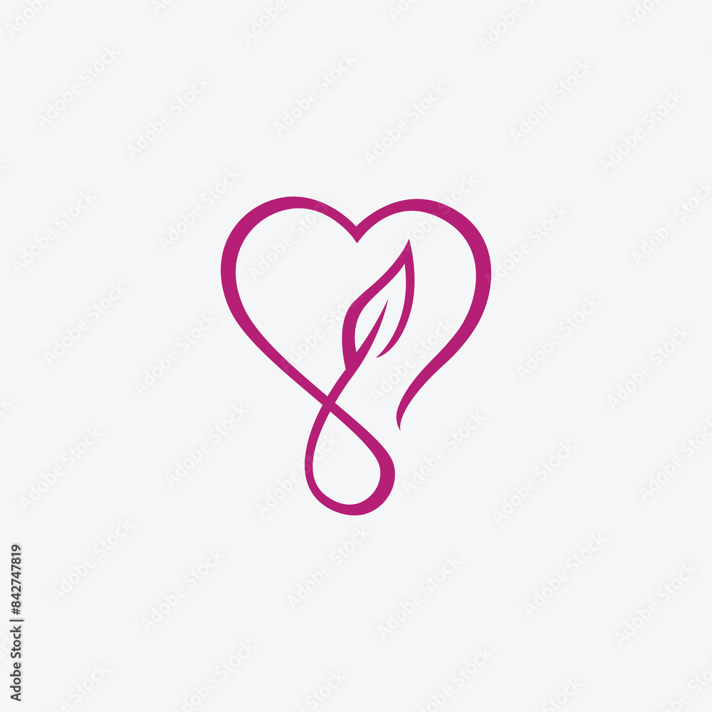 logo design that combines the shape of love and leaves logo design that combines the shape of love and leaves