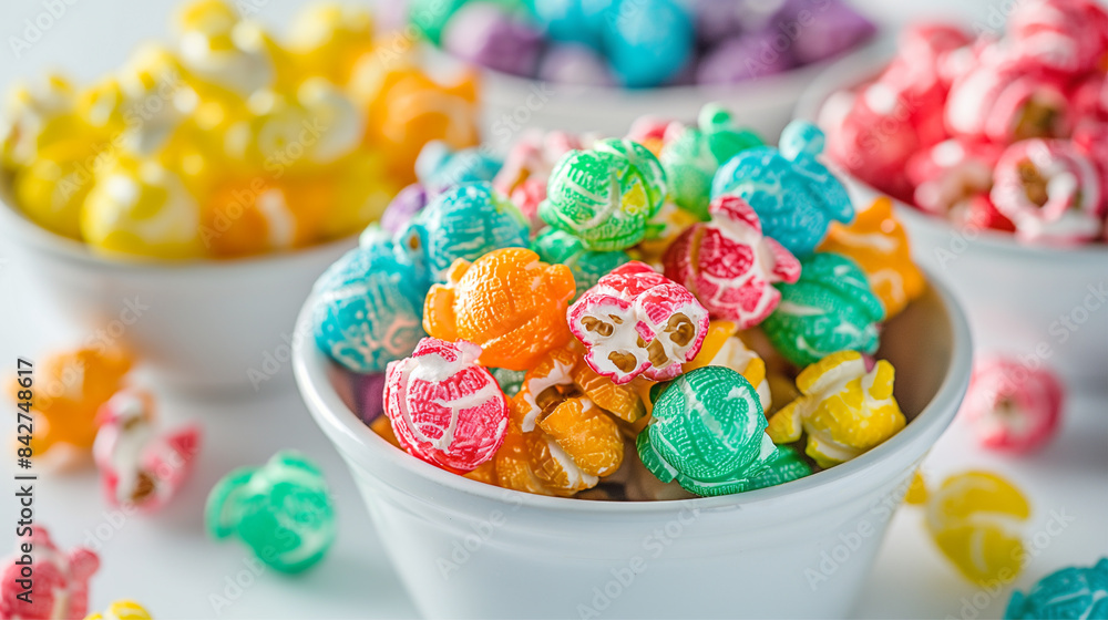 Assorted sweets fill several bowls, showcasing a variety of colors and patterns Assorted sweets fill several bowls, showcasing a variety of colors and patterns