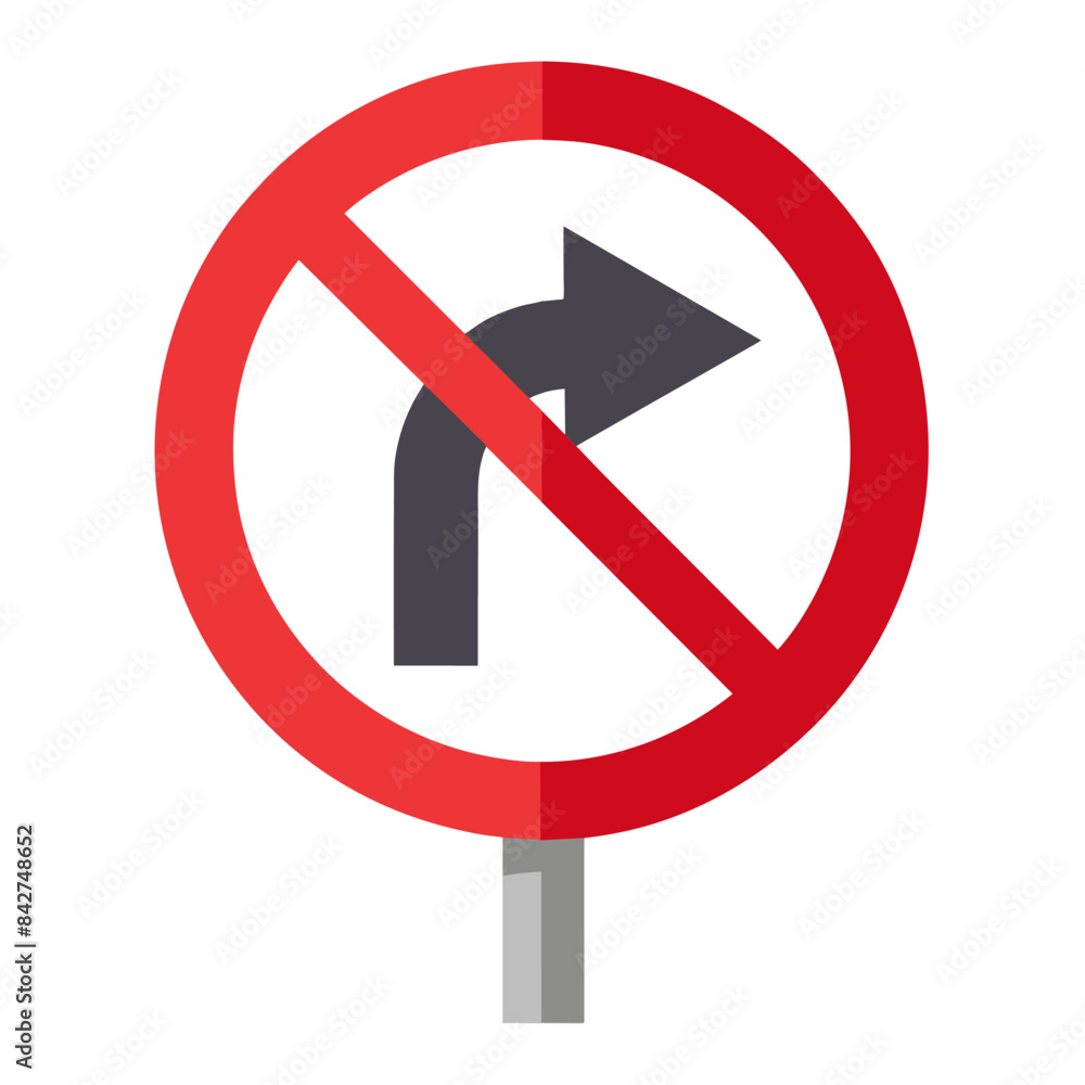 A sign indicating no left turn with an arrow inside a red circular shape A sign indicating no left turn with an arrow inside a red circular shape