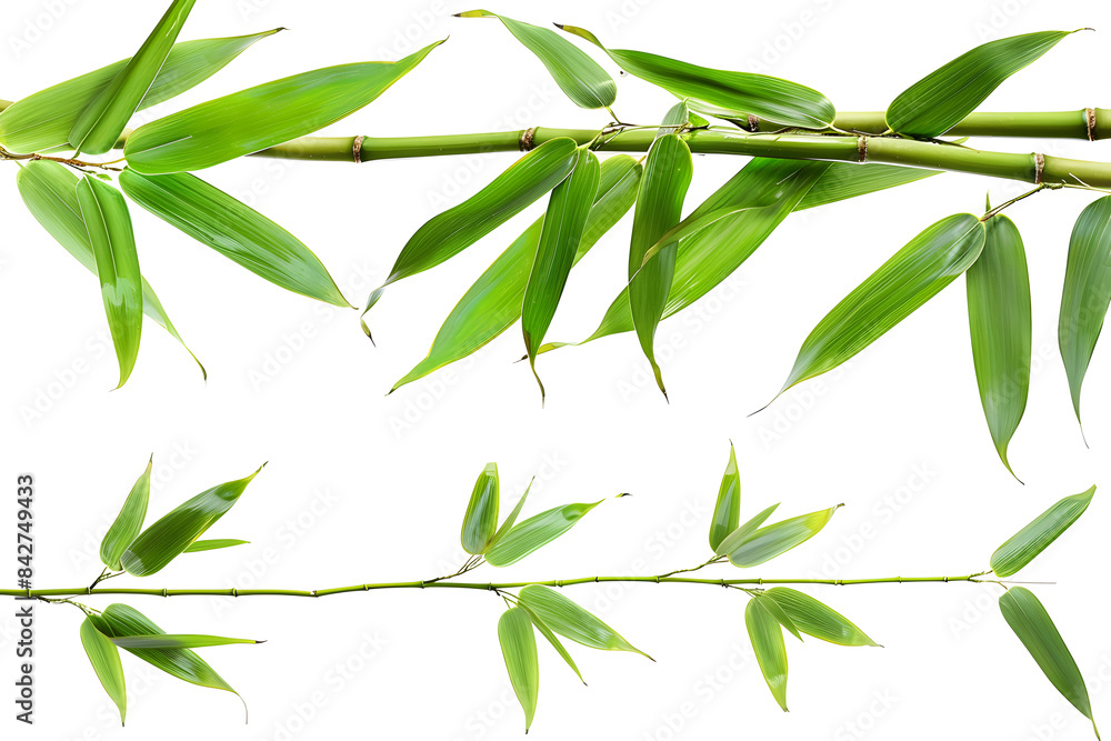Fototapeta premium Branches of bamboo set isolated on white background