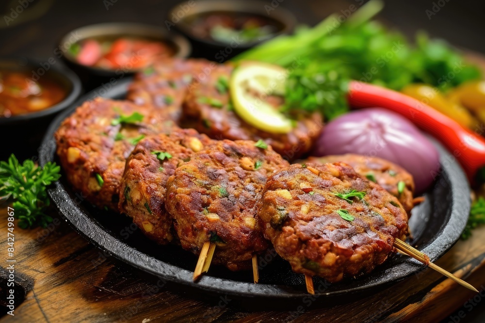indian food kebab served with salad indian food kebab served with salad