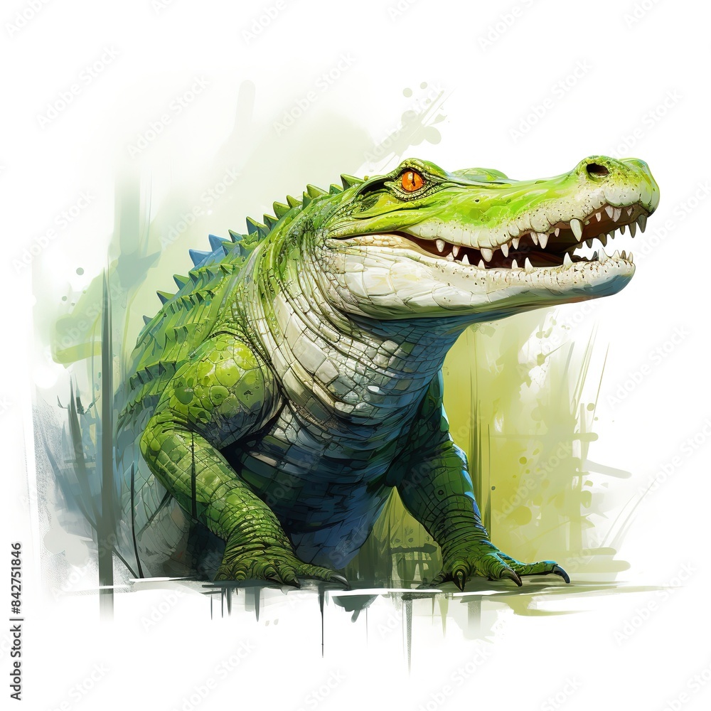 Fototapeta premium a crocodile. thick oil paint illustration.