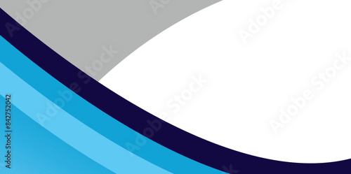 Abstract geometric shapes, curved lines, color blocks, blue tones, white space, minimalist design, smooth gradients, wave-like pattern