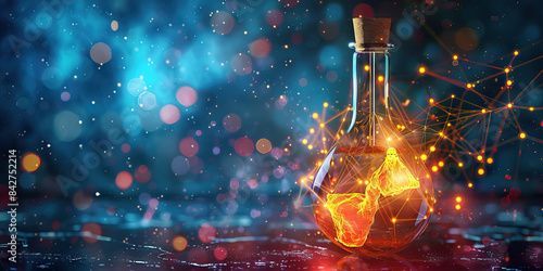 Innovation Catalyst: Abstract chemical reaction symbolizing innovation and creativity, driving progress and growth