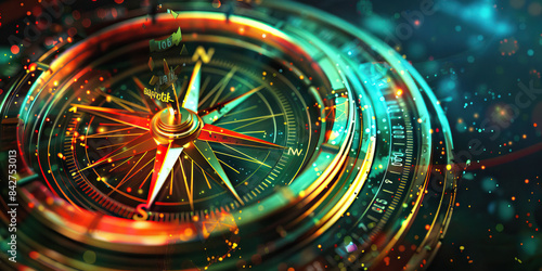 Wallpaper Mural Success Navigator: Abstract compass pointing towards success, representing guidance and direction in achieving goals. Torontodigital.ca