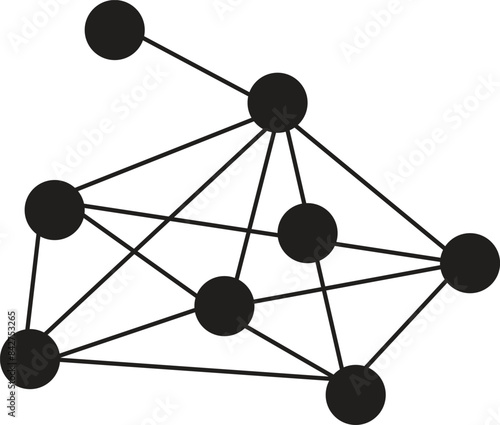 Network, communication concept with connecting line and dots. Simple digital technology element.