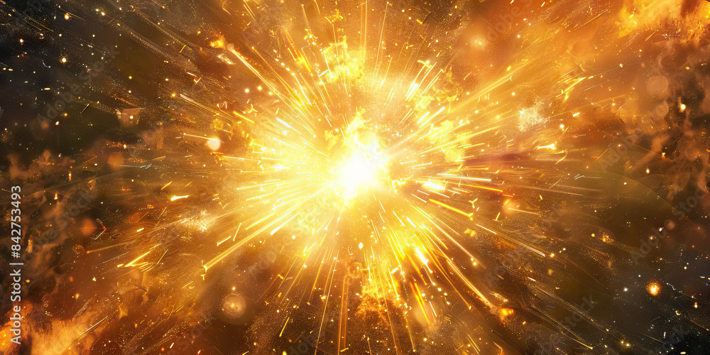 Fototapeta premium Stellar Contributor: Abstract depiction of a starburst radiating energy and impact, symbolizing outstanding contributions
