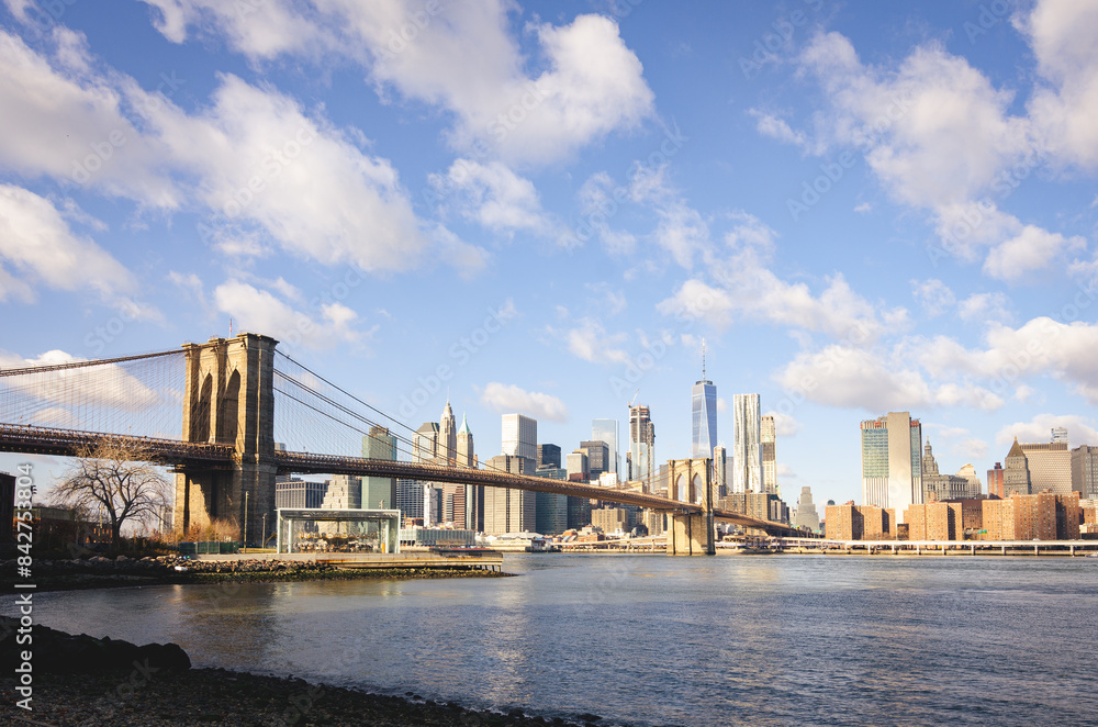 City bridge and city skyline in New York City bridge and city skyline in New York