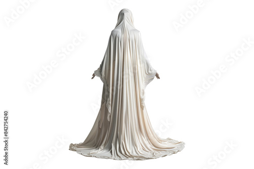 Islamic silk white gown isolated on transparent background