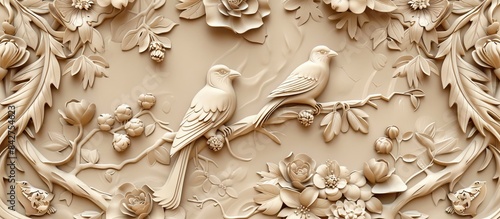 Beautiful animal 3d relief wallpaper. Mural wallpaper. Wall art. AI generated illustration