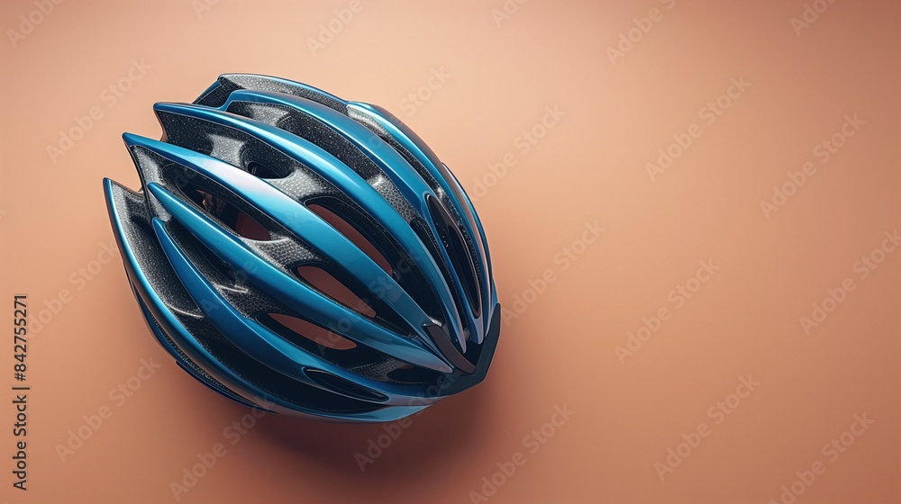 Modern Blue Bicycle Helmet on Light Brown Background - Stylish and Safe Cycling Gear, Space For Text
Modern Blue Bicycle Helmet on Light Brown Background - Stylish and Safe Cycling Gear, Space For Text