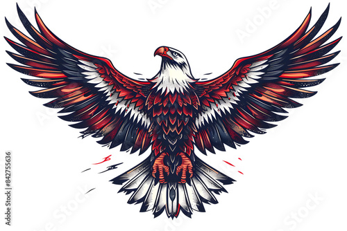 A logo of an eagle for Independence Day, July 4th, suitable for tattoo design.