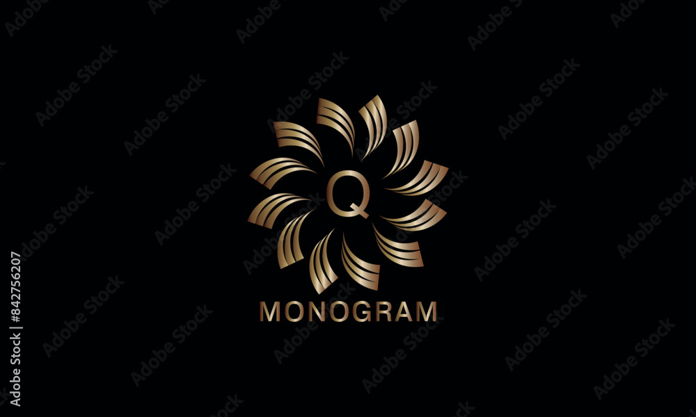 Luxury artistic monogram design template with initial letter Q. Elegant, refined logo in vector illustration Luxury artistic monogram design template with initial letter Q. Elegant, refined logo in vector illustration