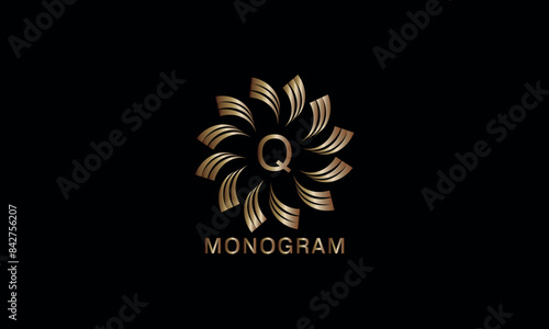 Luxury artistic monogram design template with initial letter Q. Elegant, refined logo in vector illustration