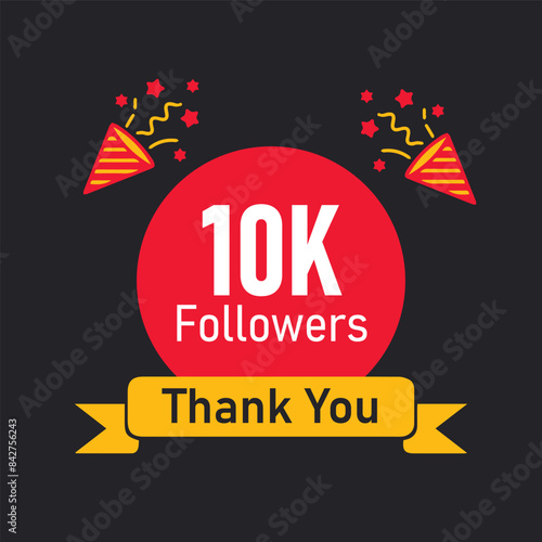 10K followers celebration vector design. Thank you for 10k followers. Vector artwork. Eps file.