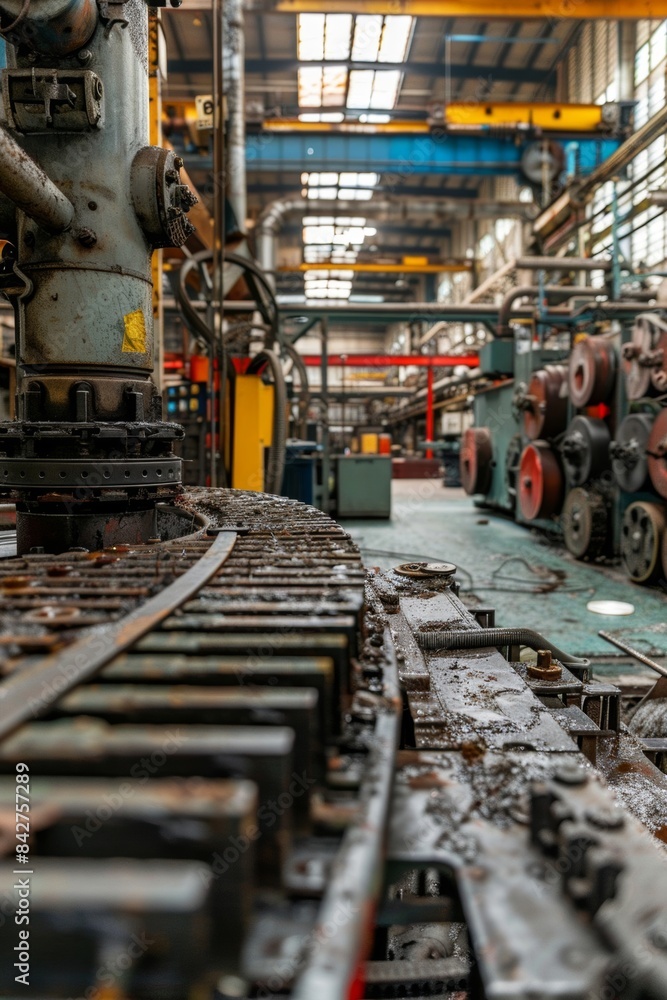 Industrial machines in a plastics factory display molding and processing of plastic materials Industrial machines in a plastics factory display molding and processing of plastic materials