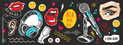 Radio podcast colorful vintage flyer