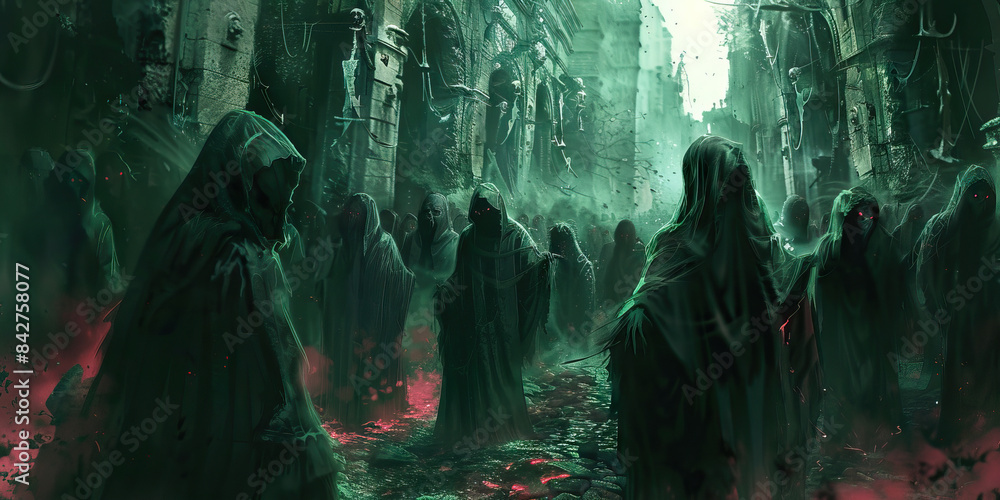 Echoes of the Abyss: Demonic Cultists Echoing the Cries of the Damned - Cultists chanting in a language unknown to man, their voices echoing with the tormented cries of souls from the abyss. Echoes of the Abyss: Demonic Cultists Echoing the Cries of the Damned - Cultists chanting in a language unknown to man, their voices echoing with the tormented cries of souls from the abyss.