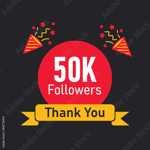 50K or 50000 followers thank you vector design. 30K followers celebration.